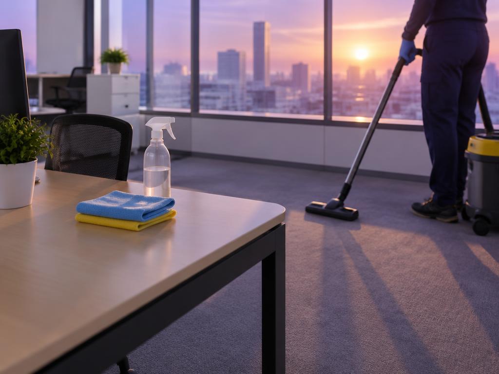 Illustrative commercial janitorial scene
